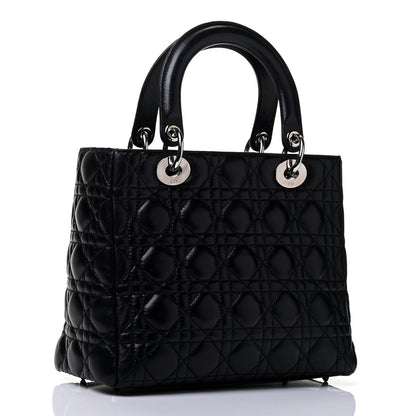 Christian Dior Lambskin Cannage Medium Lady Dior Black 2 of 4