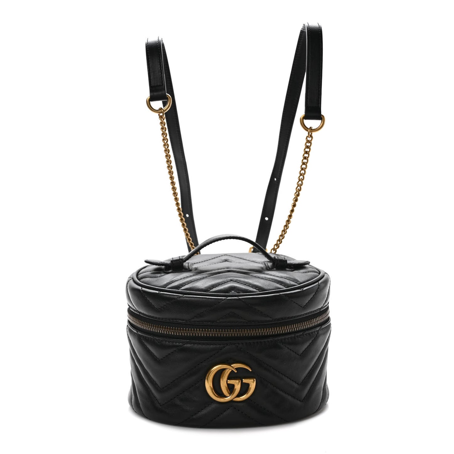 Calfskin Matelasse Mini GG Marmont Round Backpack Black