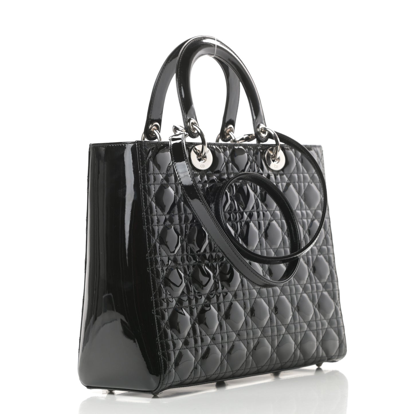 Patent Cannage Large Lady Dior Black