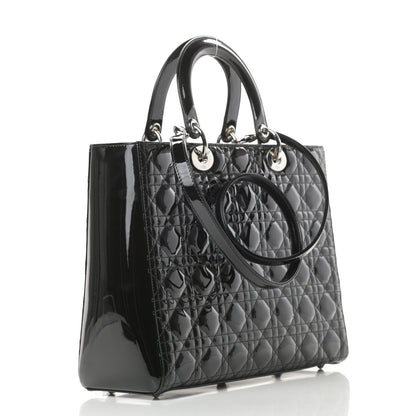 Christian Dior Patent Cannage Large Lady Dior Black 3 of 11