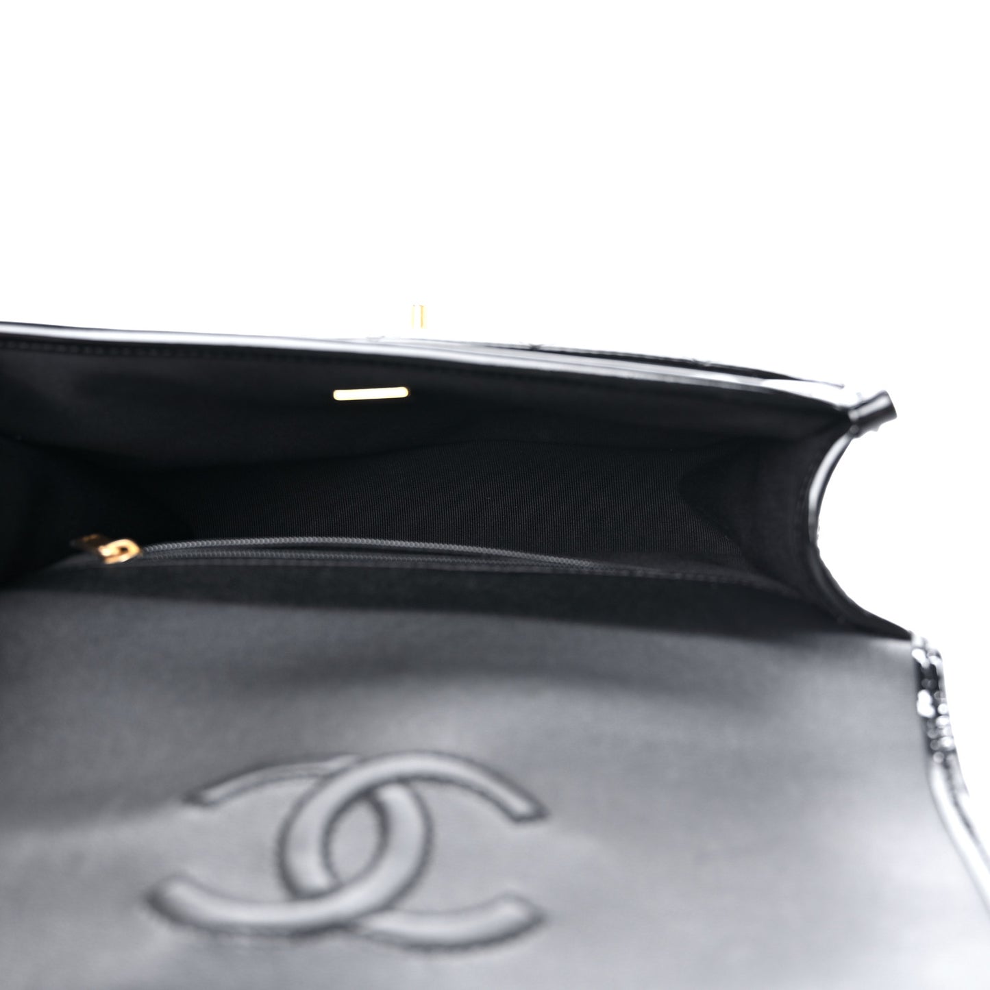 Patent Quilted Small School Memory Top Handle Flap Black