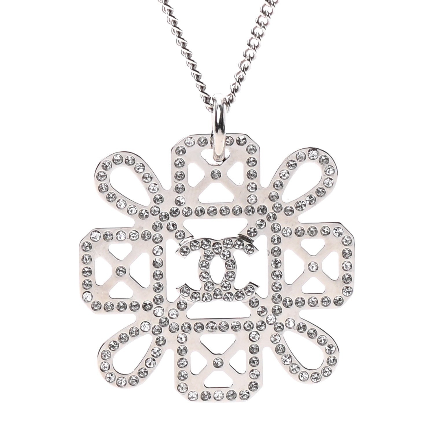 Chanel Crystal Strass Necklace Silver 4 of 5