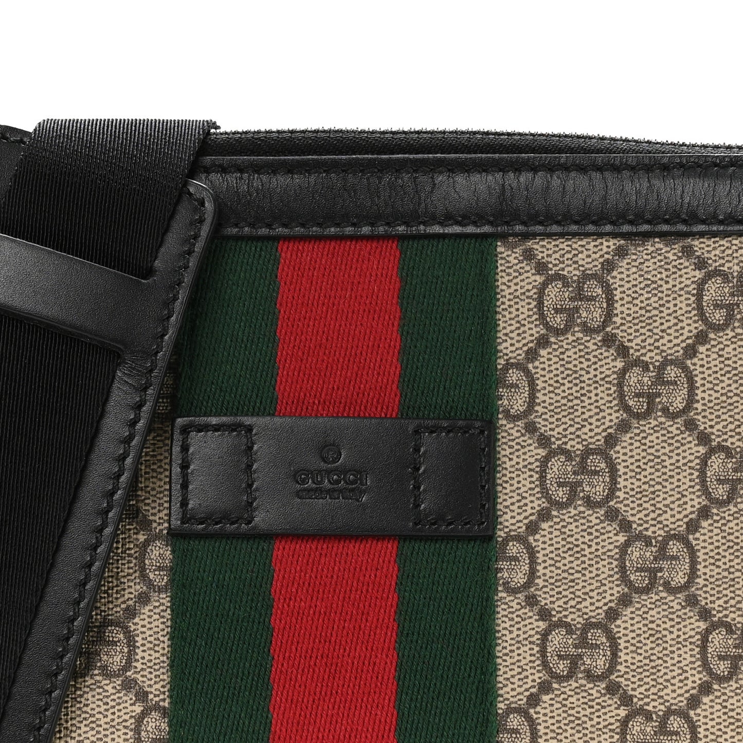 GG Supreme Monogram Web Messenger Bag Black