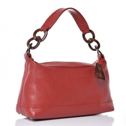 Chanel Caviar CC Wood Chain Hobo Red 4 of 12