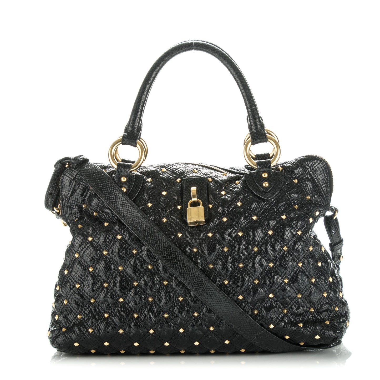Python Effect Quilted Rio Stardust Satchel Black