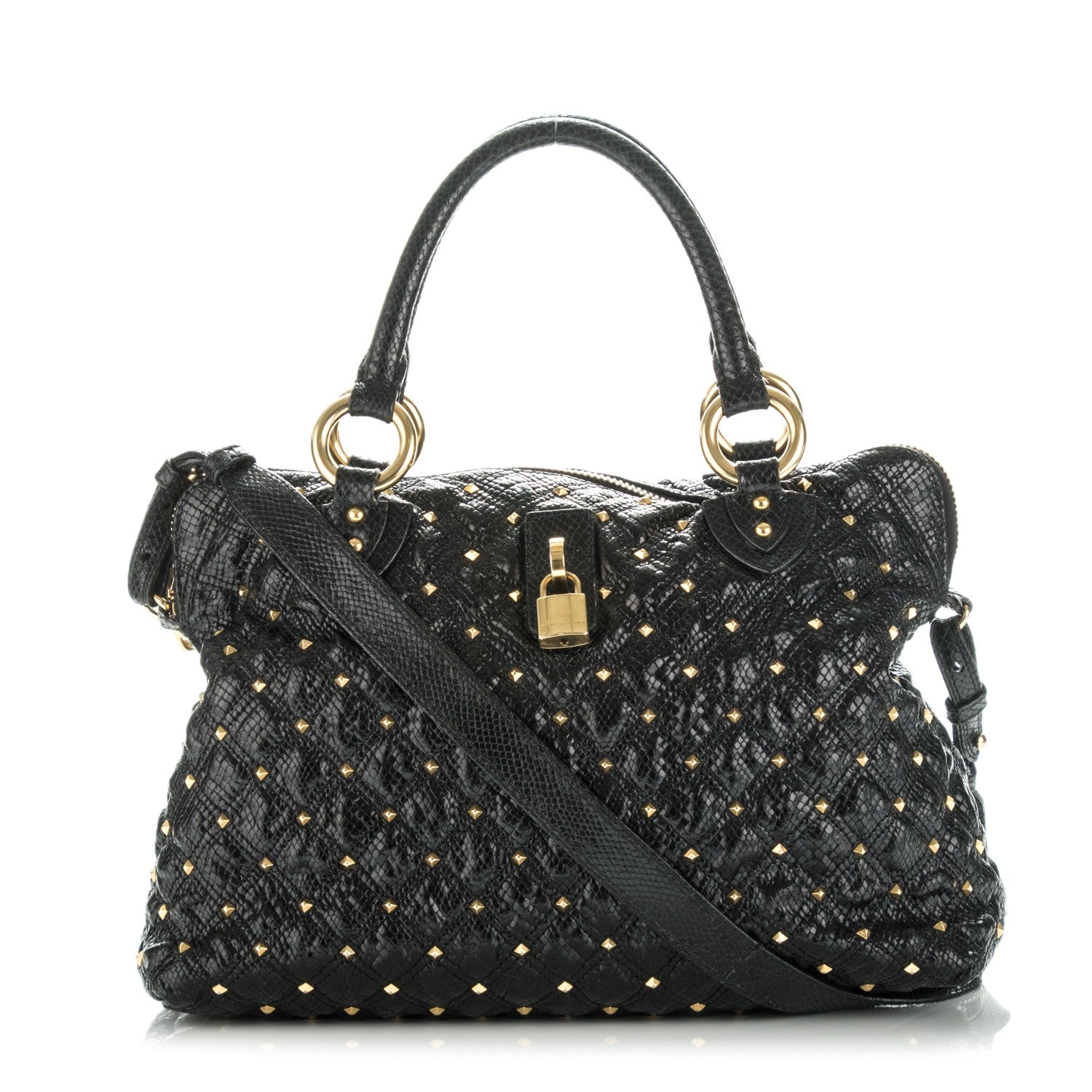 Marc Jacobs Python Effect Quilted Rio Stardust Satchel Black 1 of 10