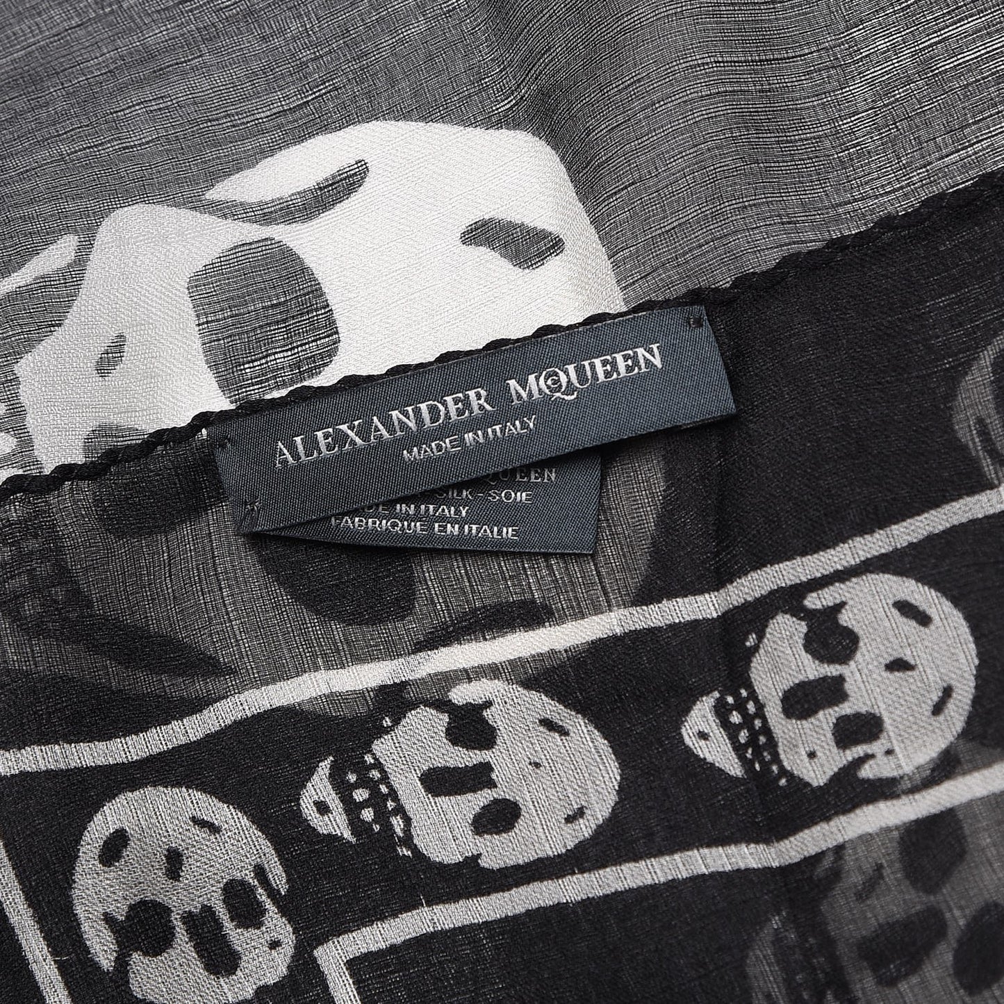 Silk Chiffon Skull Scarf Black Ivory