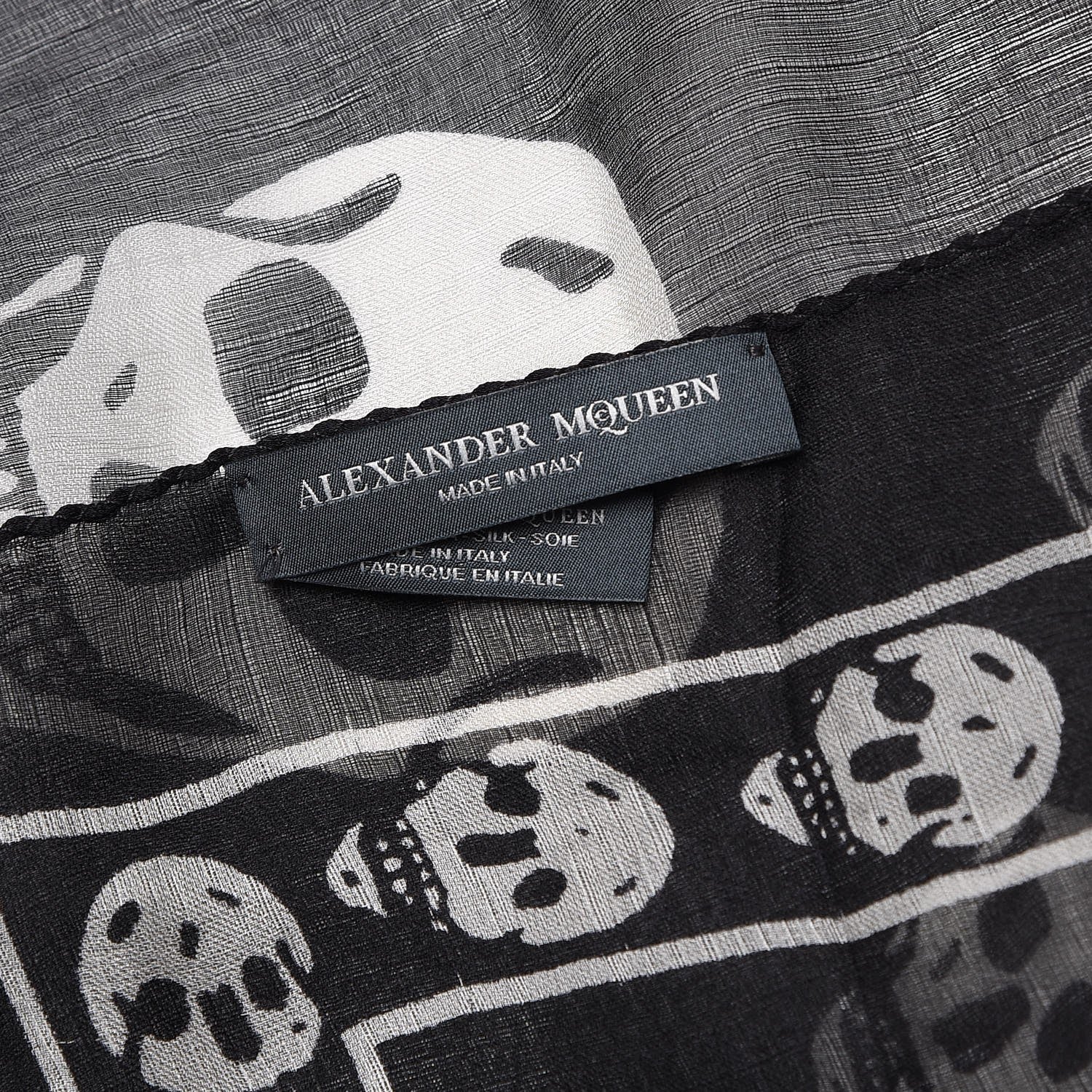 Alexander McQueen Silk Chiffon Skull Scarf Black Ivory 6 of 6