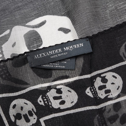Alexander McQueen Silk Chiffon Skull Scarf Black Ivory 6 of 6