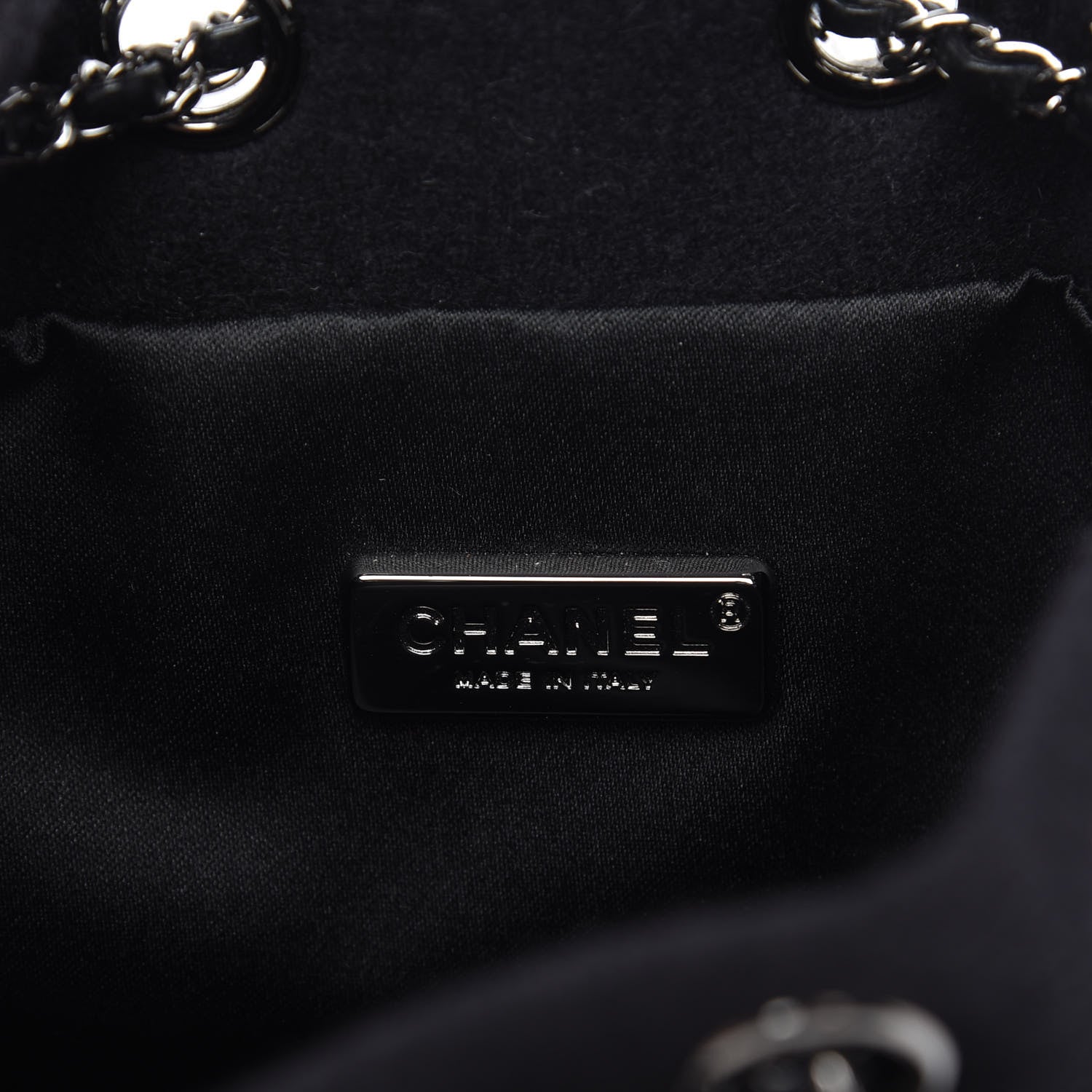 Chanel Sequin Wool Drawstring Bag Bag Black Silver 8 of 9