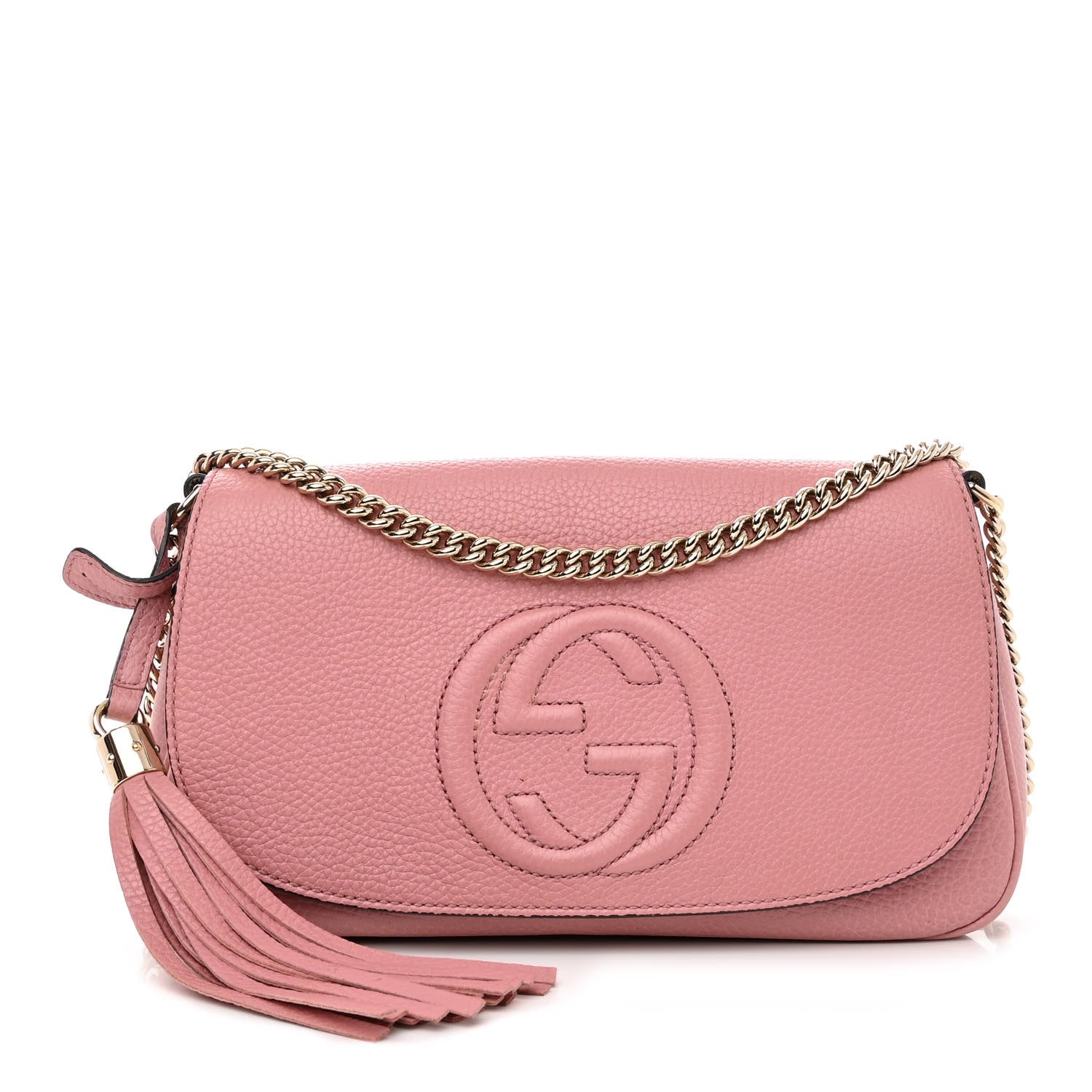 Gucci Pebbled Calfskin Medium Soho Flap Crossbody Pink 1 of 10
