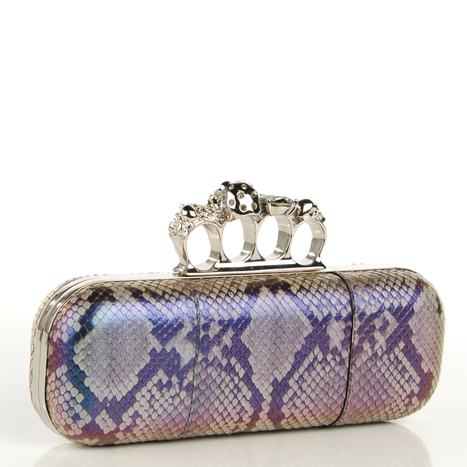 Alexander McQueen Python Knuckle Box Clutch Brown 4 of 8
