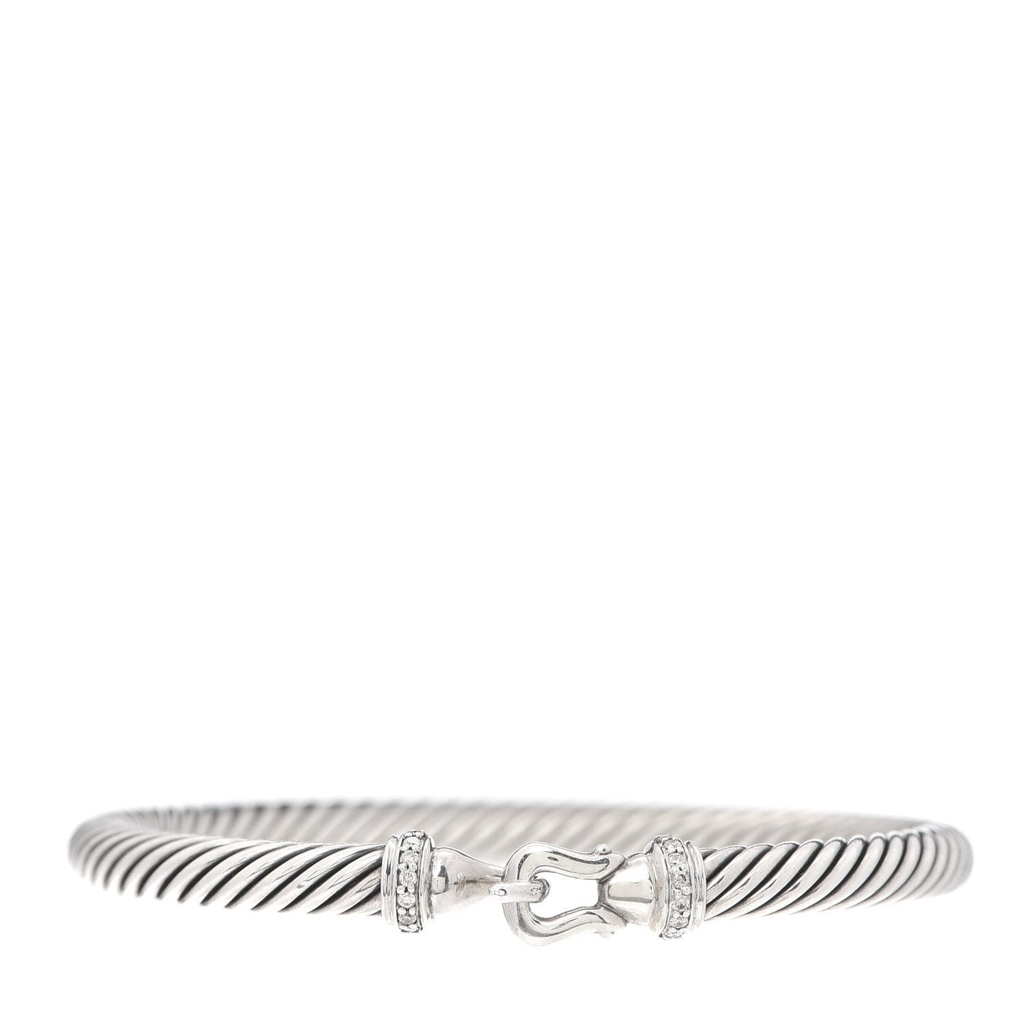 Sterling Silver Diamond 5mm Cable Buckle Bracelet