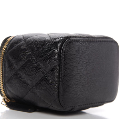 Chanel Caviar Quilted Mini Pearl On Top Vanity Case With Chain Black 6 of 10