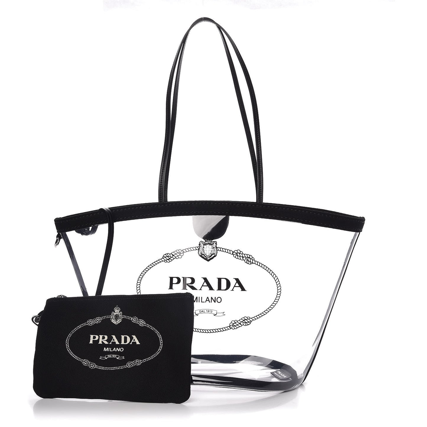 Plexiglass Calfskin Small Shopper Tote Black