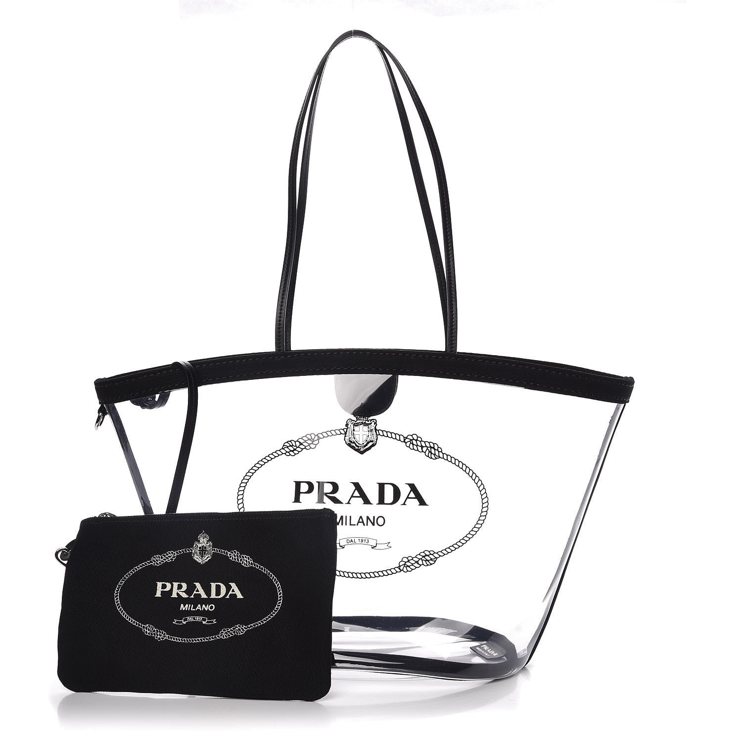 Prada Plexiglass Calfskin Small Shopper Tote Black 1 of 8