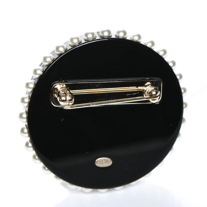 Chanel Strass Resin Pearl Coco Profile Brooch Black 3 of 4
