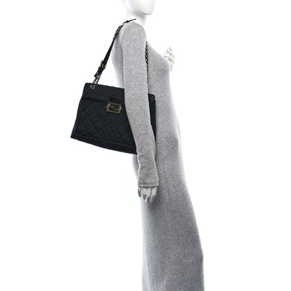 Fendi Zucca Quilted Maxi Baguette Shoulder Bag Black 2 of 11