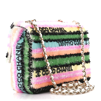 Chanel Sequin Logo Single Flap White Multicolor 3 of 12