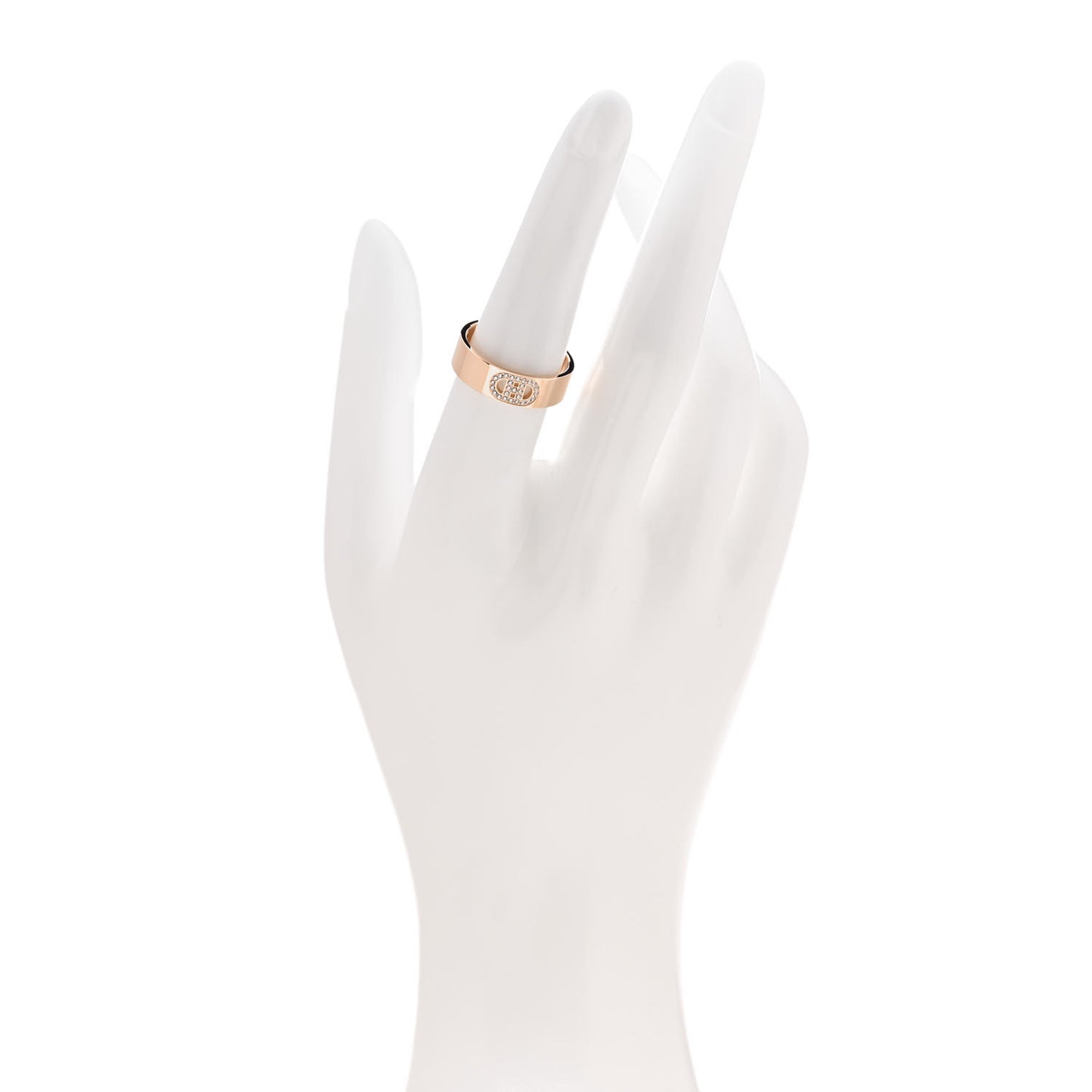18K Rose Gold Diamond PM H D'Ancre Ring 54 6.75