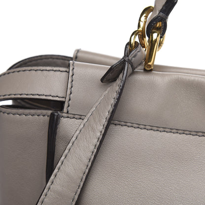Fendi Vitello Seta Suede Plexiglass Tortoise Large Peekaboo Iconic Satchel Asfalto Marrone 16 of 16