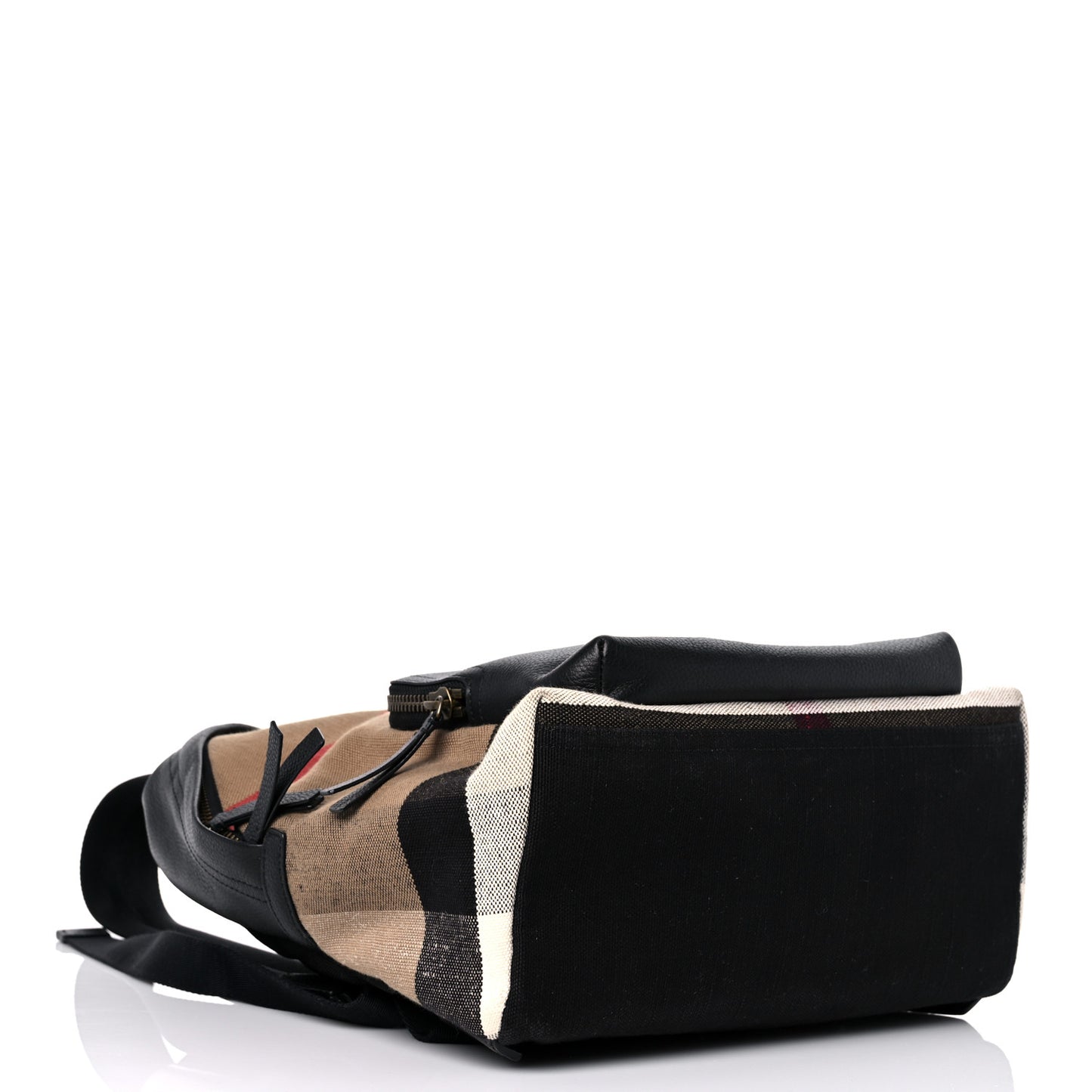 Mega Check Calfskin Abbeydale Simple Backpack Black Camel