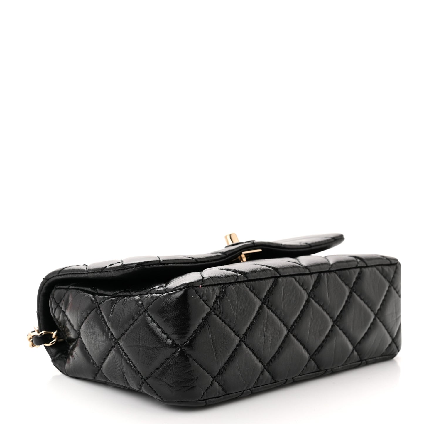 Shiny Lambskin Quilted Small Montcoco Flap Black