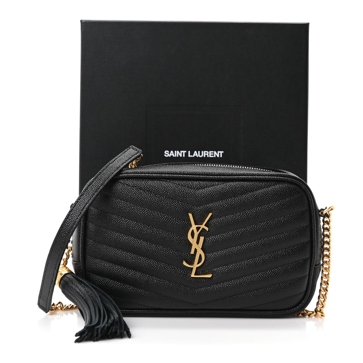 Saint Laurent Grain De Poudre Matelasse Monogram Mini Lou Camera Bag Black 11 of 11