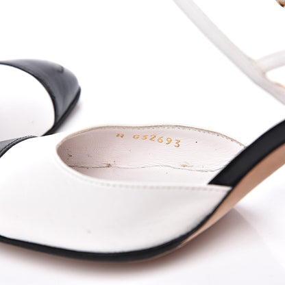 Chanel Lambskin Cap Toe CC Slingback Pumps 37 Black White 8 of 10
