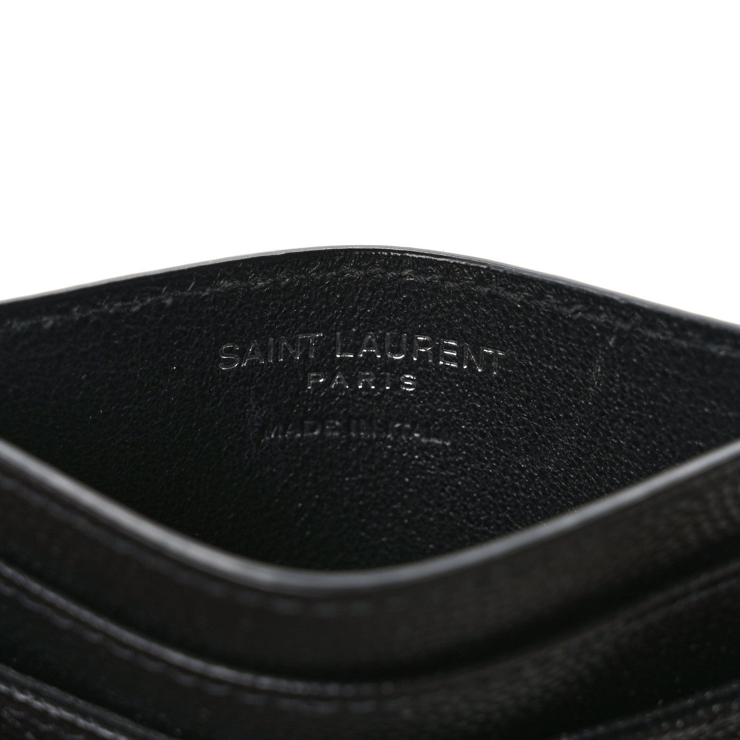 Saint Laurent Grain De Poudre Matelasse Chevron Monogram Credit Card Case Black 6 of 7