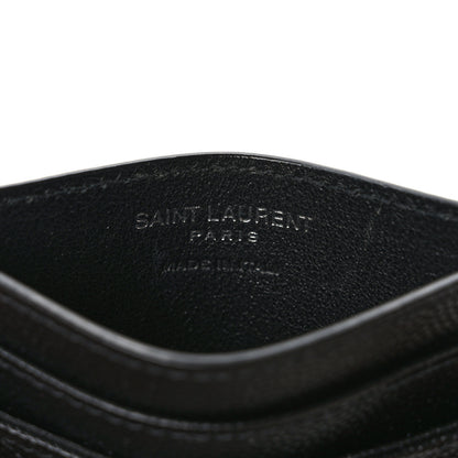 Saint Laurent Grain De Poudre Matelasse Chevron Monogram Credit Card Case Black 6 of 7
