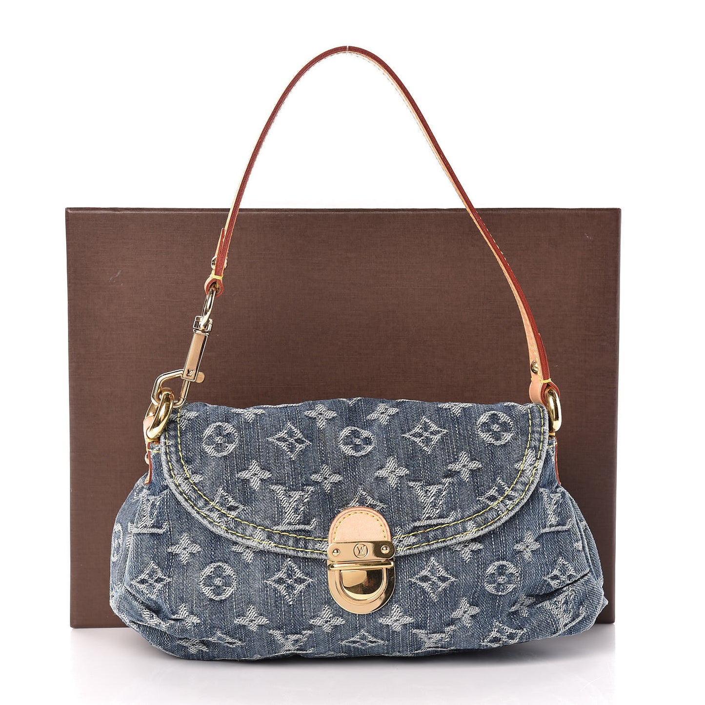 Monogram Denim Mini Pleaty Blue