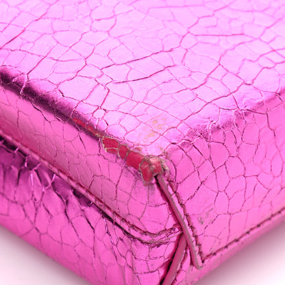 Balenciaga Metallic Calfskin Logo Shopping Phone Holder Bag Acid Fuchsia 11 of 13