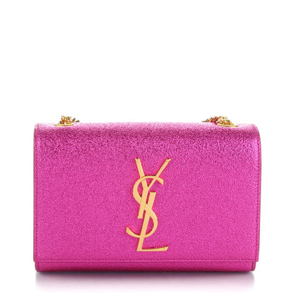 Saint Laurent Metallic Calfskin Small Classic Monogram Kate Satchel Fuchsia 1 of 6