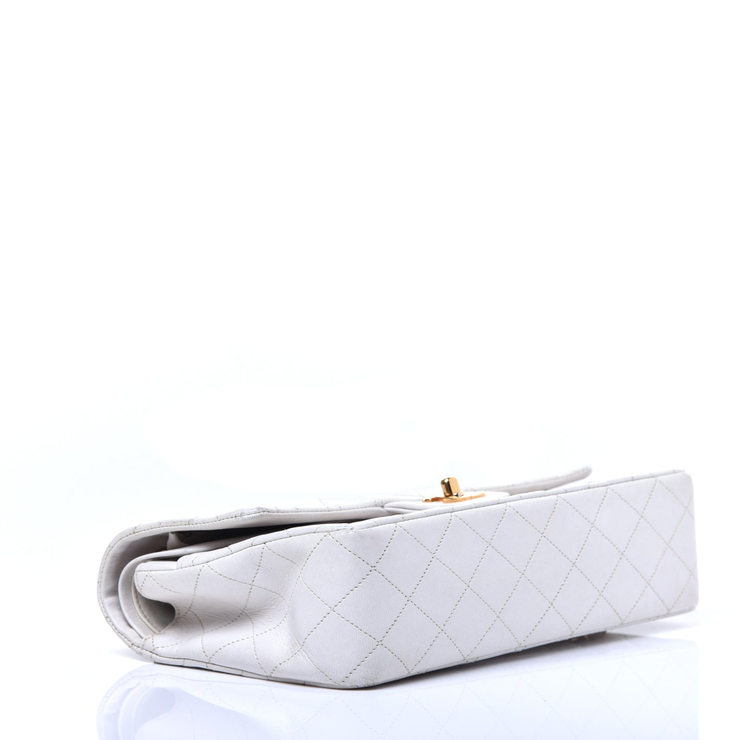 Lambskin Quilted Medium Double Flap White