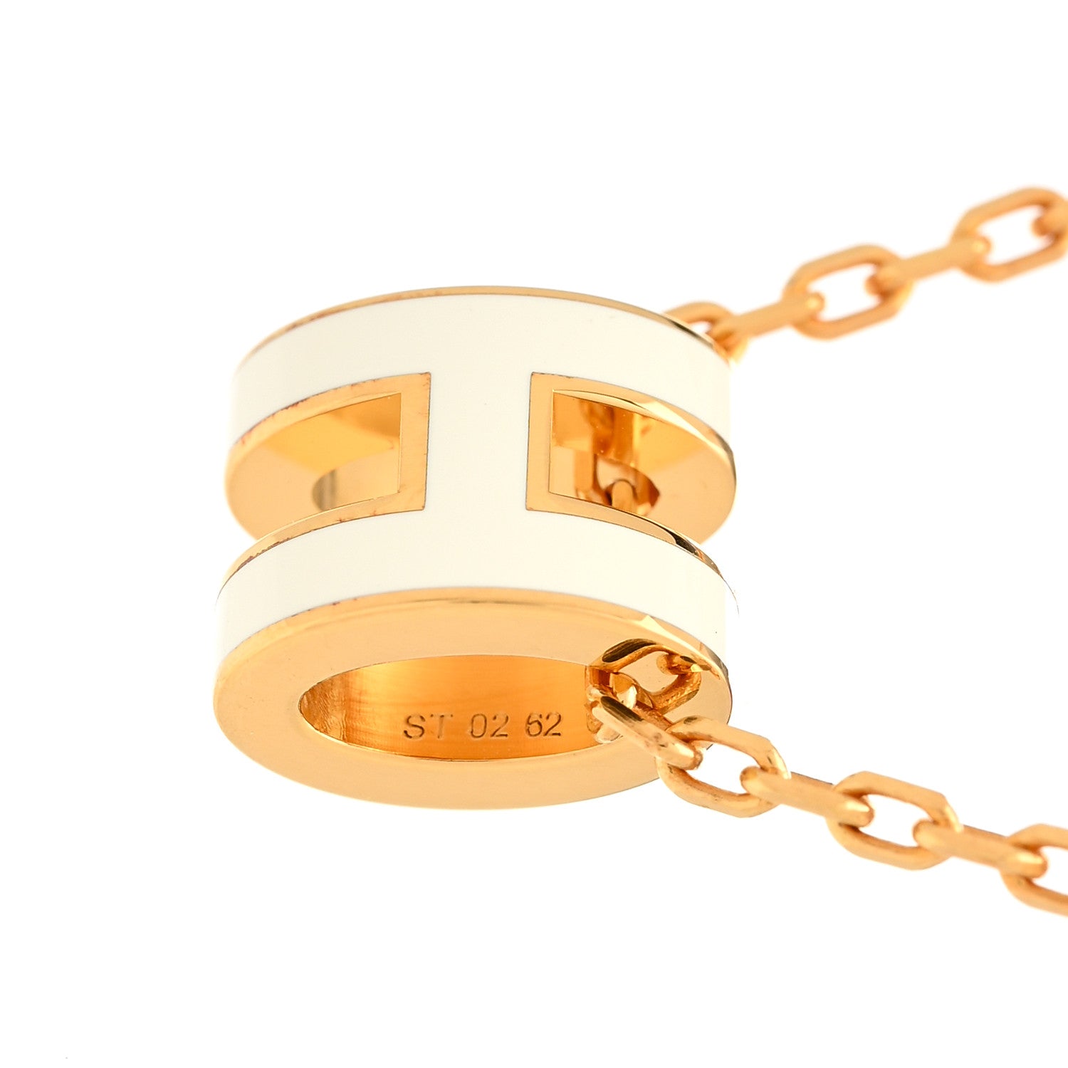 Hermes Lacquered Gold Mini Pop H Pendant Necklace White 6 of 7