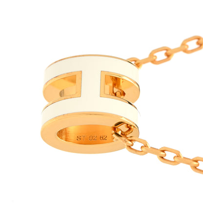Hermes Lacquered Gold Mini Pop H Pendant Necklace White 6 of 7