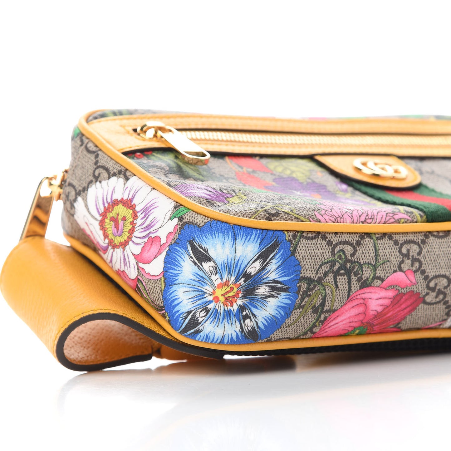 GG Supreme Monogram Flora Medium Ophidia Belt Bag Beige Multicolor Crop