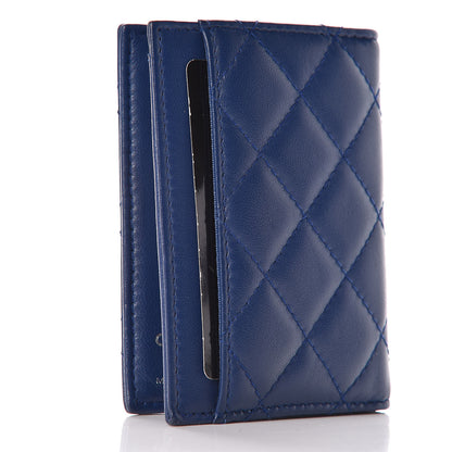 Chanel Lambskin Quilted Card Holder Wallet Blue 3 of 7