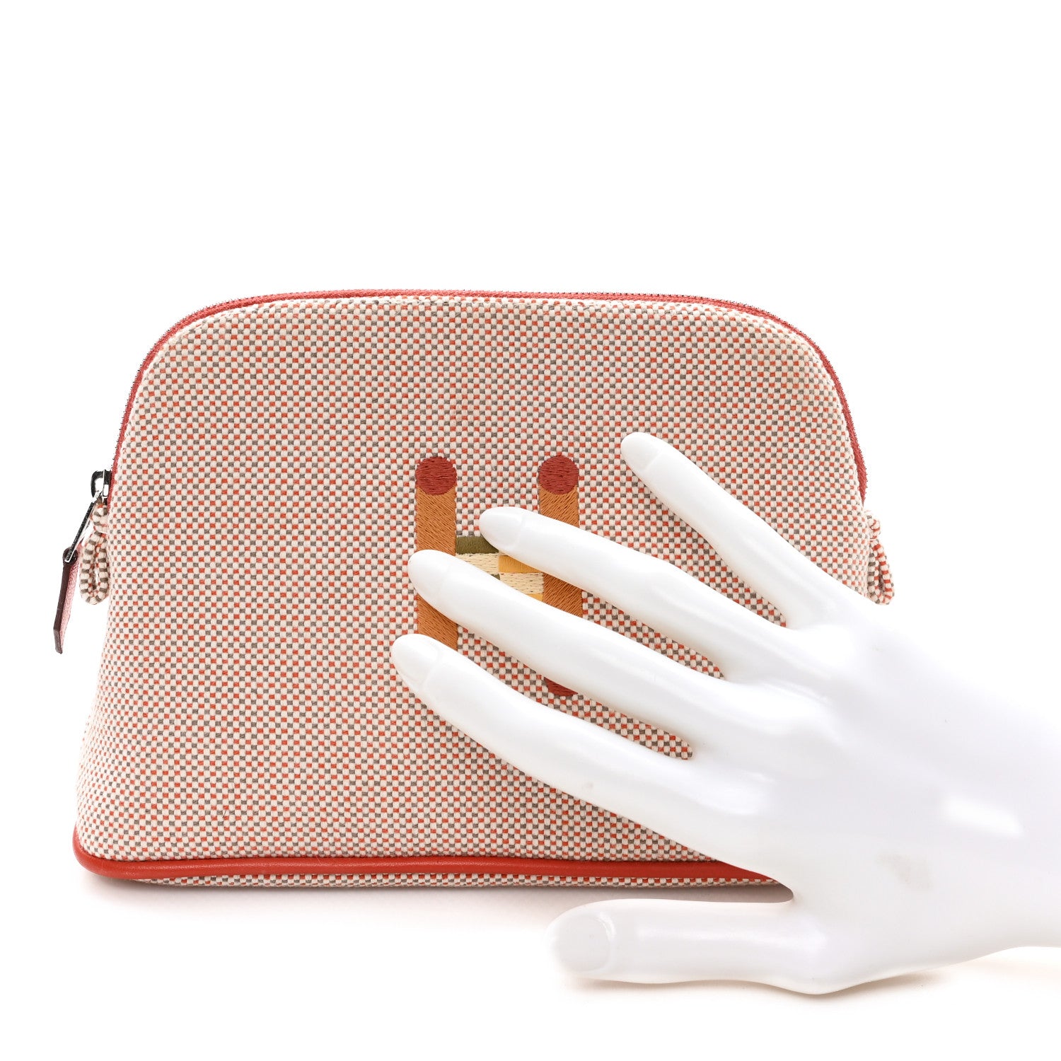 Hermes Cotton Canvas Crazy H Mini Bolide Case Orange Ficelle 2 of 6
