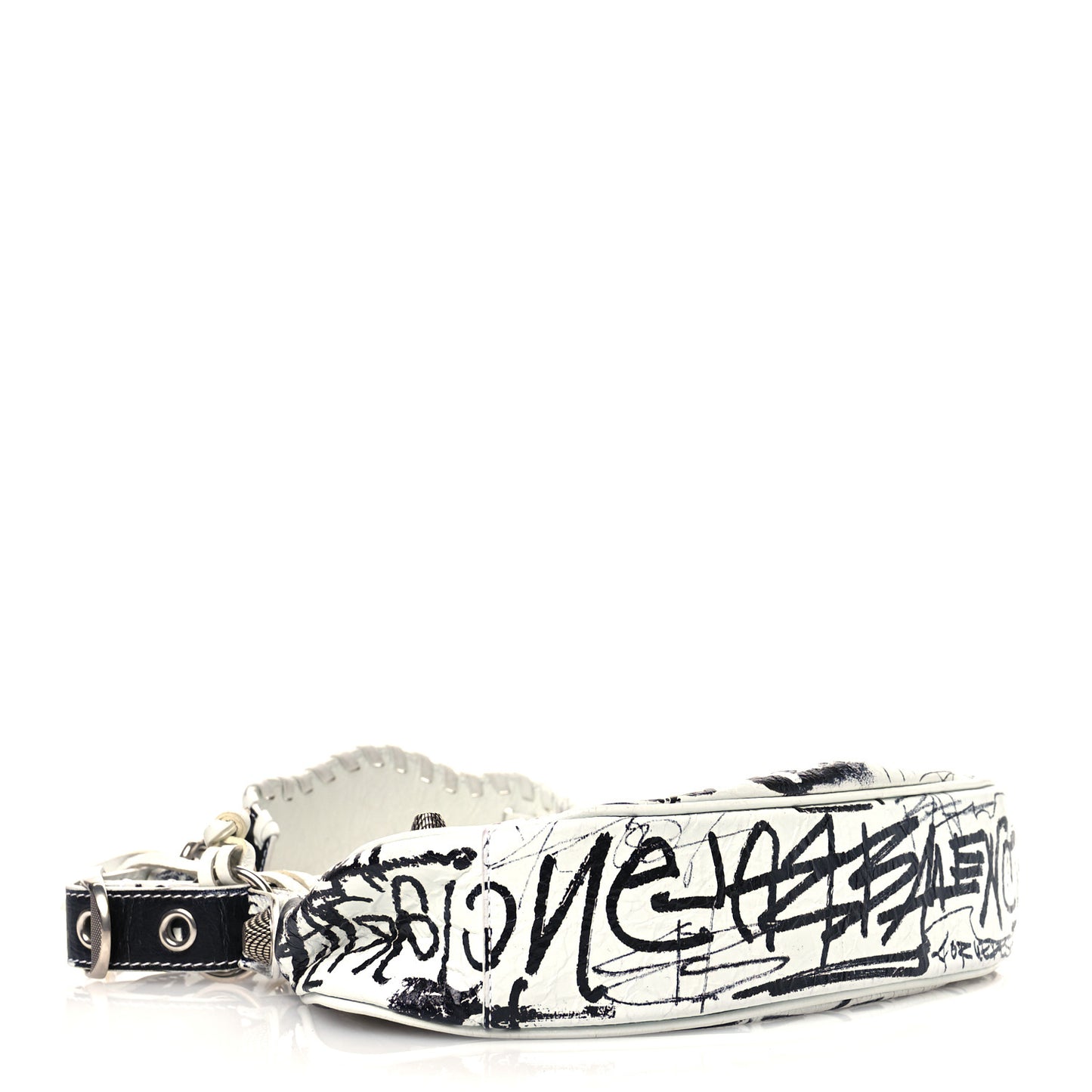 Agneau Arena Graffiti Le Cagole Shoulder Bag XS Black White