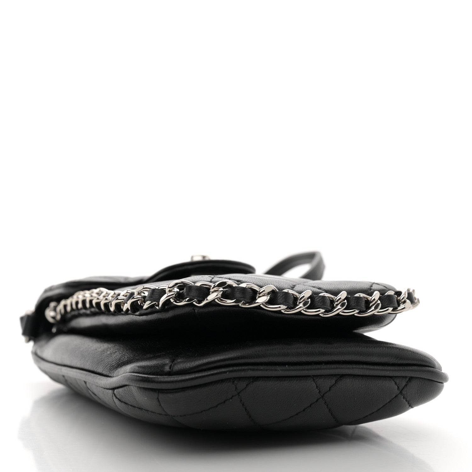 Chanel Lambskin Quilted Chain Around Flap Crossbody Black 4 of 12