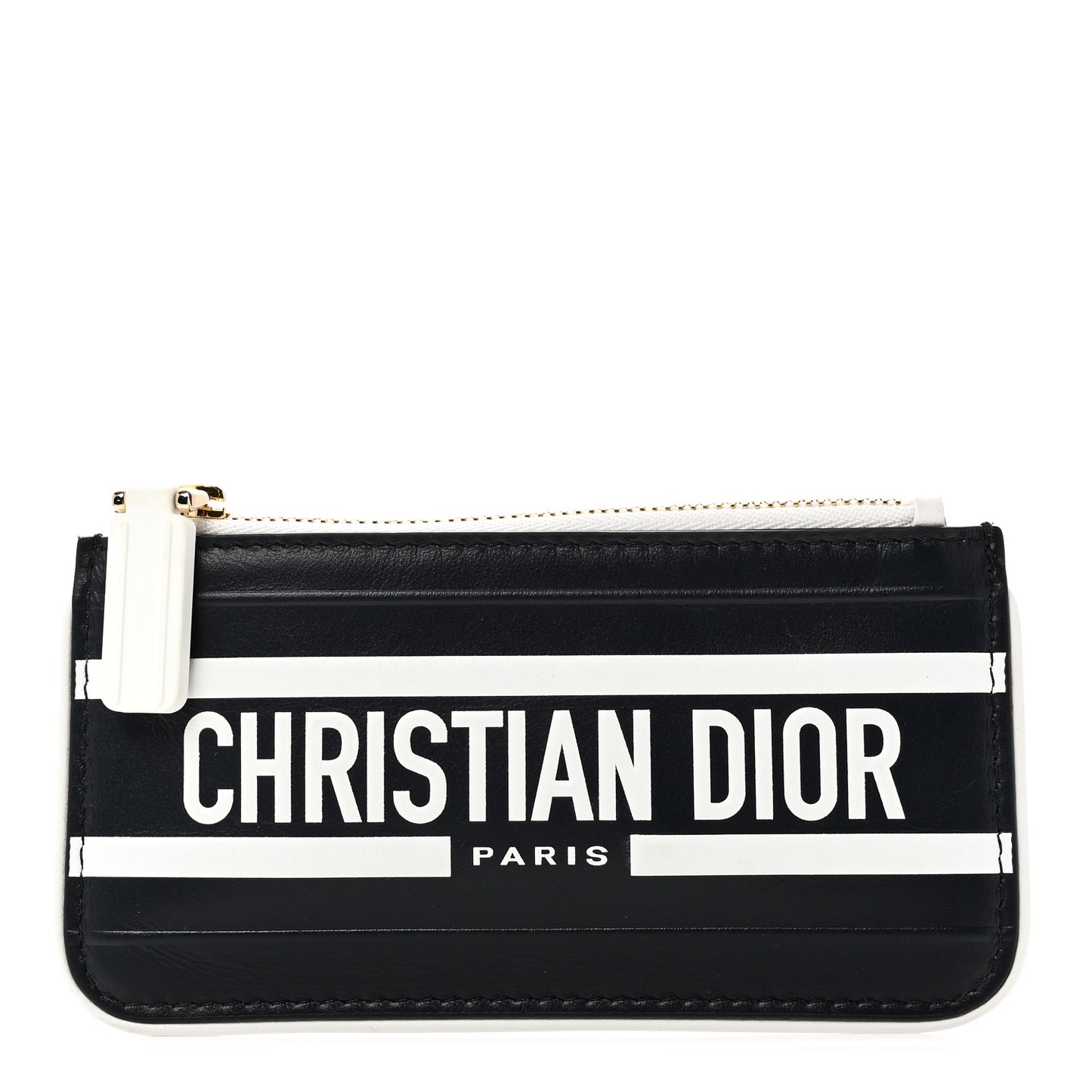 Calfskin Vibe Zip Key Wallet Blue White