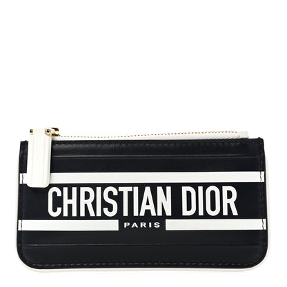 Christian Dior Calfskin Vibe Zip Key Wallet Blue White 1 of 7