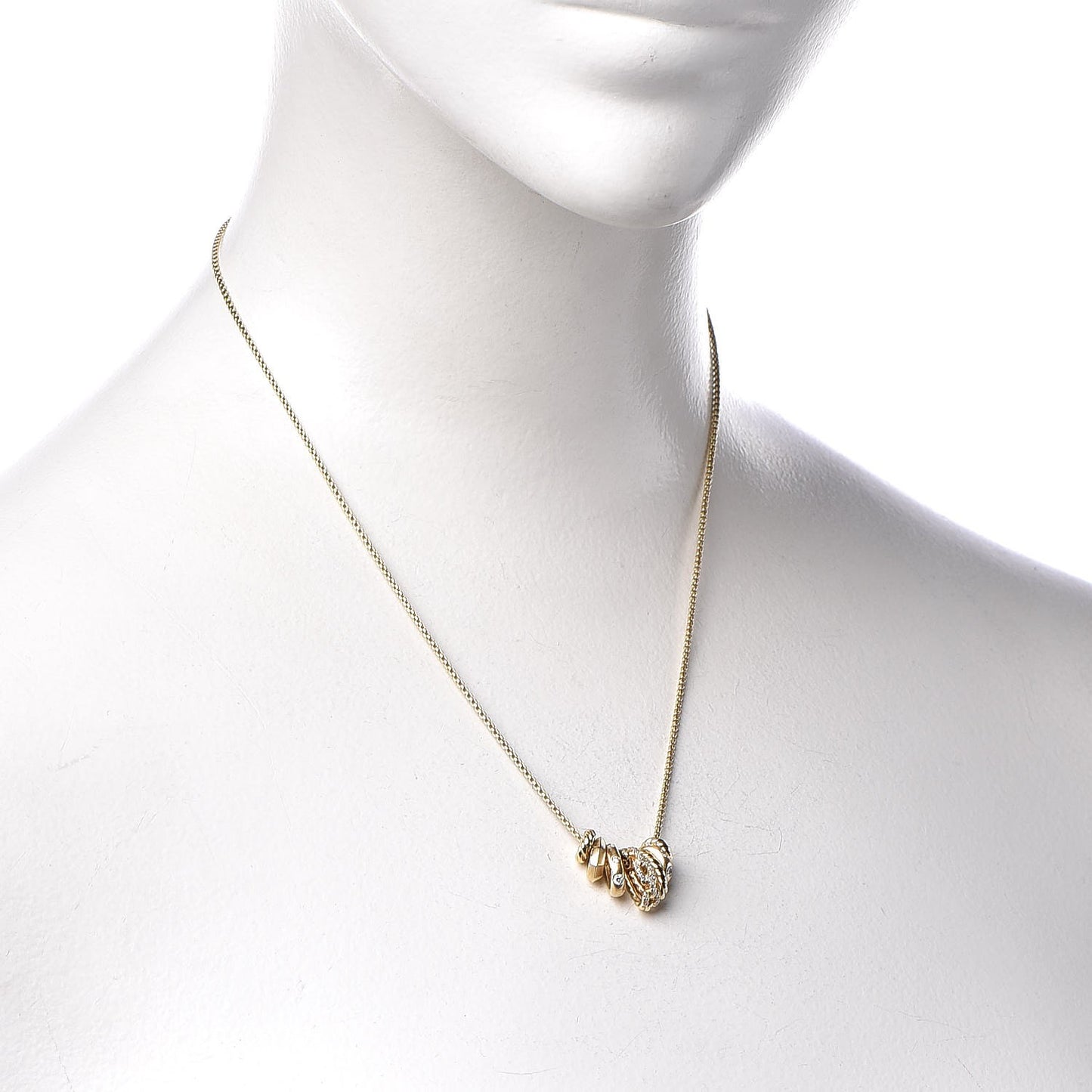 18K Yellow Gold Diamond Stax Rondelle Pendant Necklace
