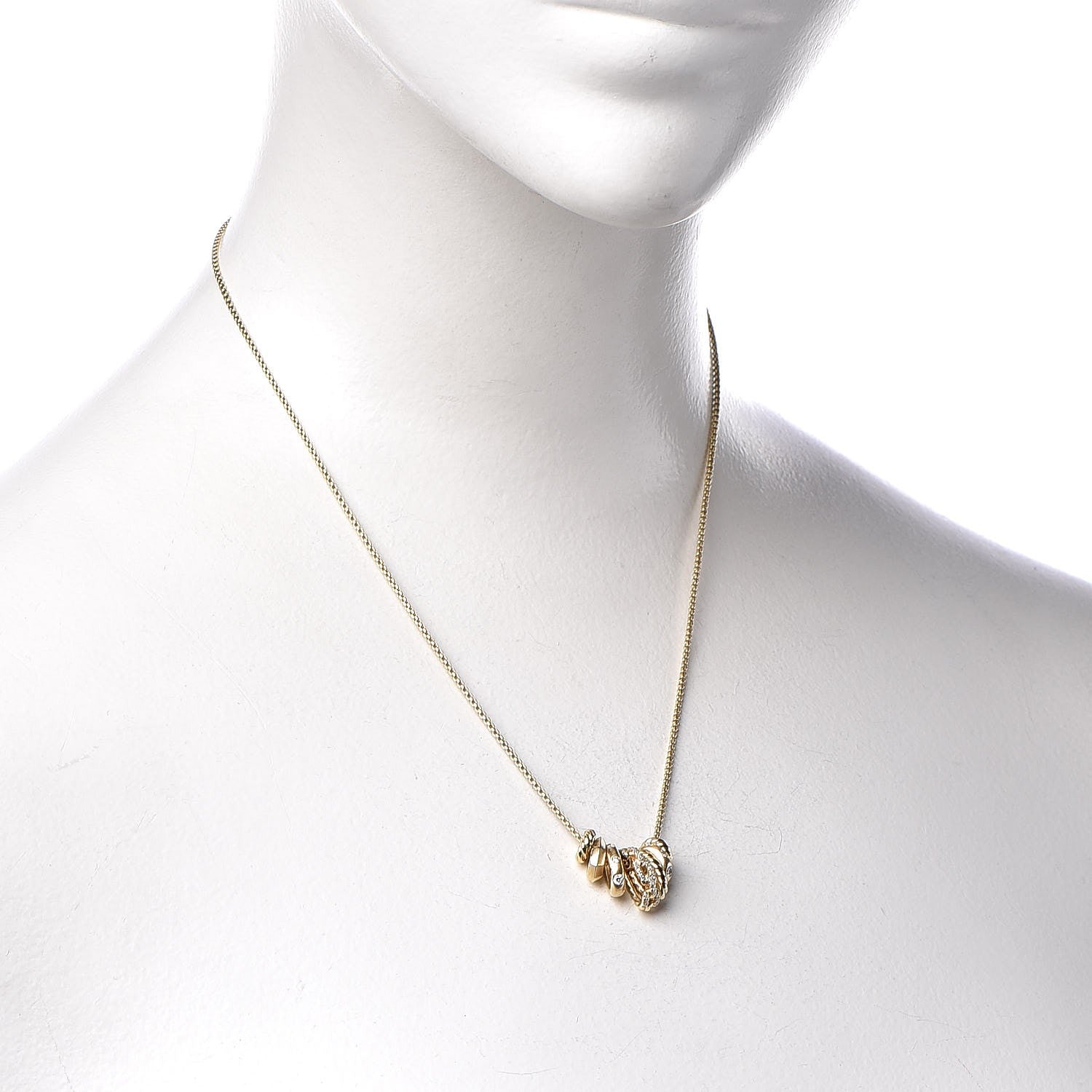 David Yurman 18K Yellow Gold Diamond Stax Rondelle Pendant Necklace 2 of 5