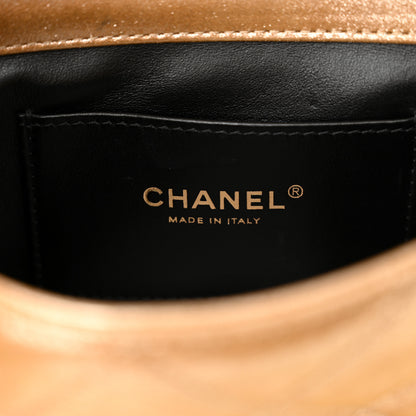 Chanel Metallic Lambskin Quilted Mini CC Crystal Logo Chain Flap Gold 6 of 12