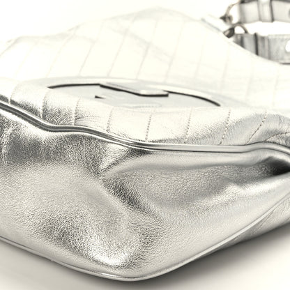 Gucci Metallic Sakai Be Green Calfskin Diagonal Stitched Medium Blondie Tote Silver 11 of 11