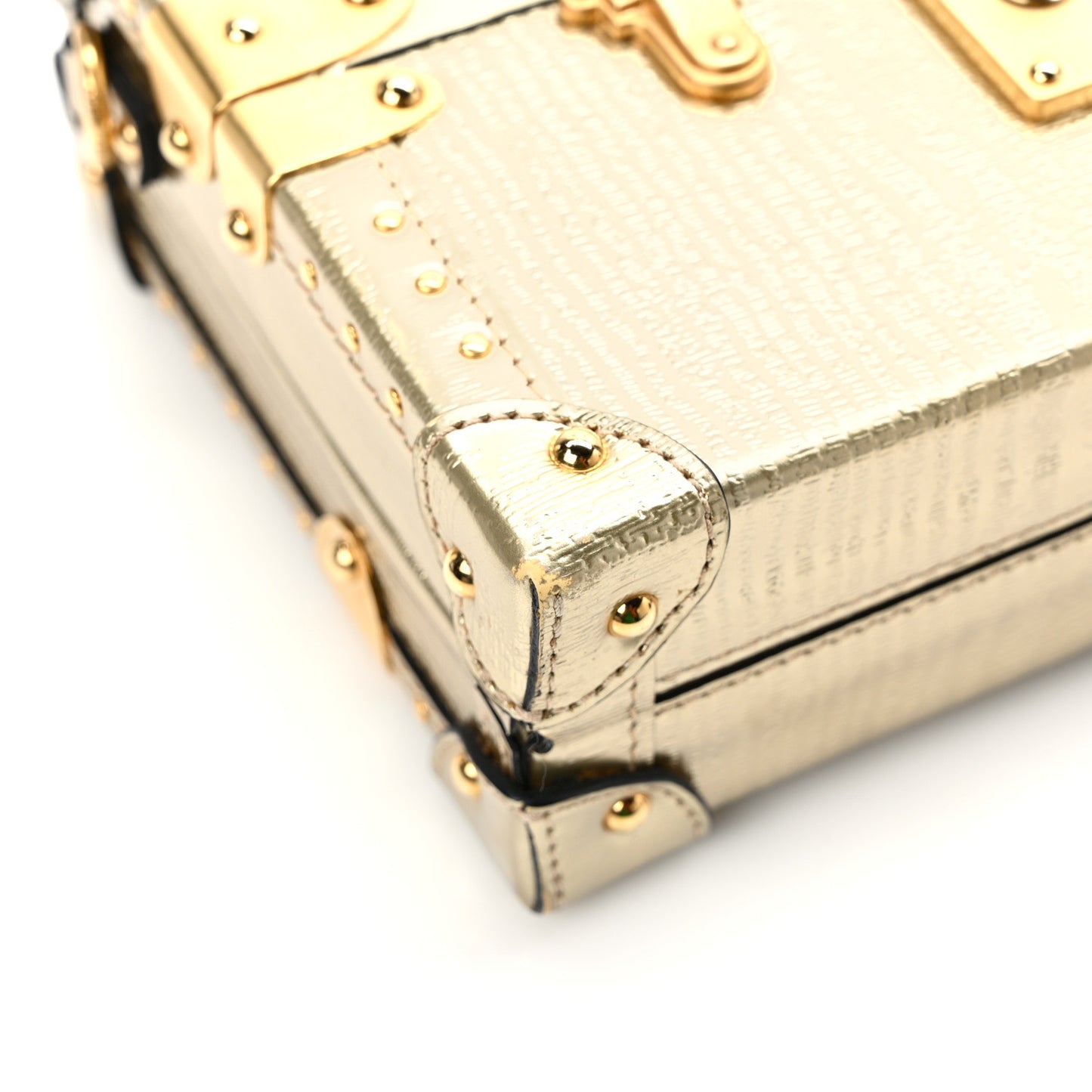Metallic Grain De Bois Petite Malle Gold
