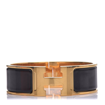 Hermes Enamel Wide Clic Clac H Bracelet GM Black 1 of 7